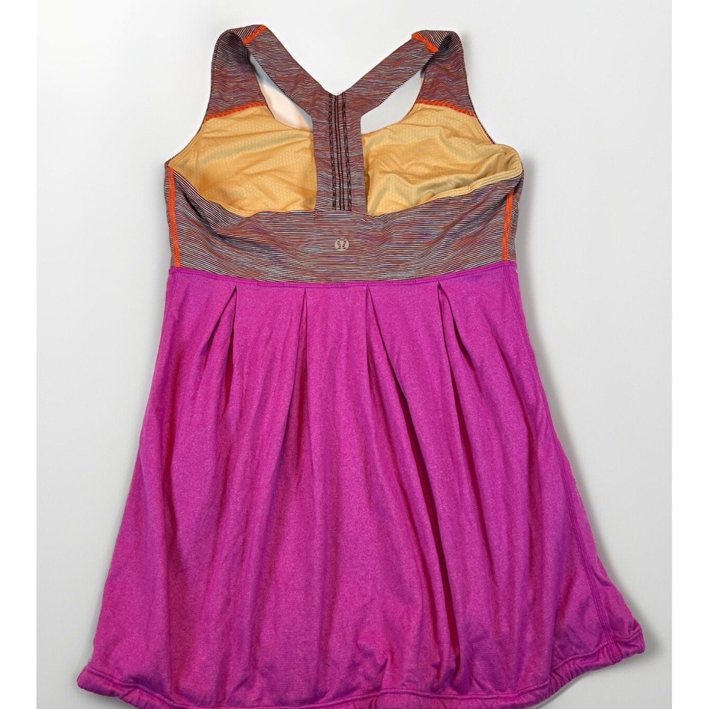 Lululemon Athletica Pleated Racerback Tank Top Magenta Pink‎ Space Dye Striped - Picture 2 of 3